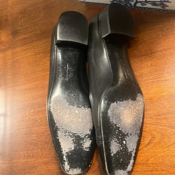 Salvatore Ferragamo Black Leather Flats