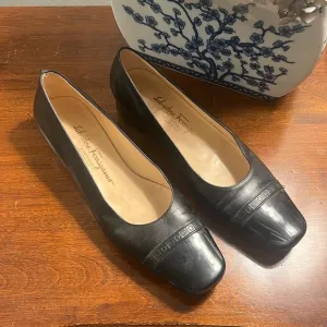 Salvatore Ferragamo Black Leather Flats