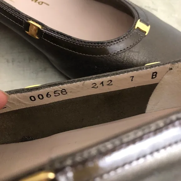 Salvatore Ferragamo Bronze Leather Flats
