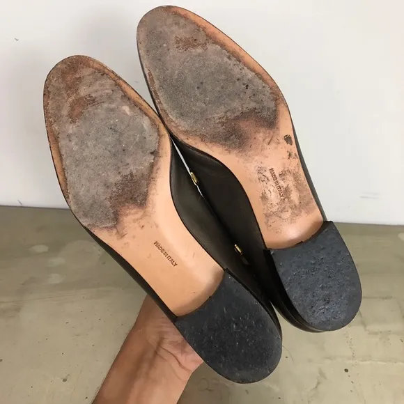 Salvatore Ferragamo Bronze Leather Flats