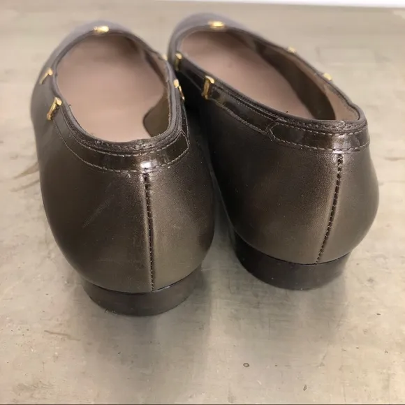 Salvatore Ferragamo Bronze Leather Flats