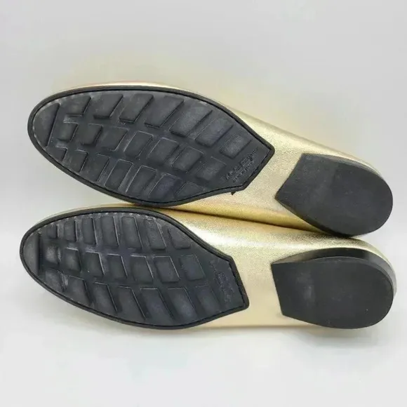 Salvatore Ferragamo Gold Metallic Leather Driving Loafers Flats Italy 5.5