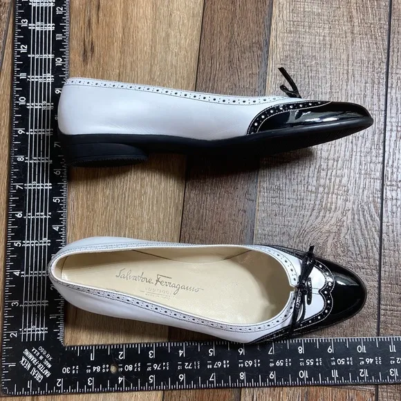 Salvatore Ferragamo Leather and Patent Flats Size 7.5 Narrow