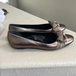 Salvatore Ferragamo Metallic Nude flat slip on Comfort‎ Ballet Sandals size 7.5