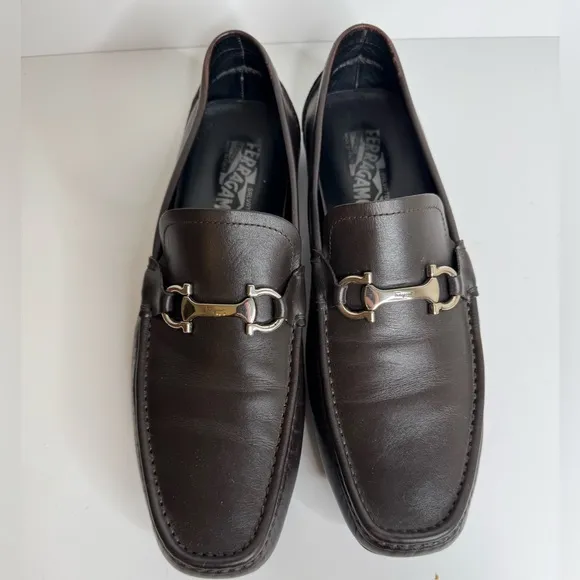 Salvatore Ferragamo Parigi Loafer Mens Size 9 D Brown Buckle Driving Workwear