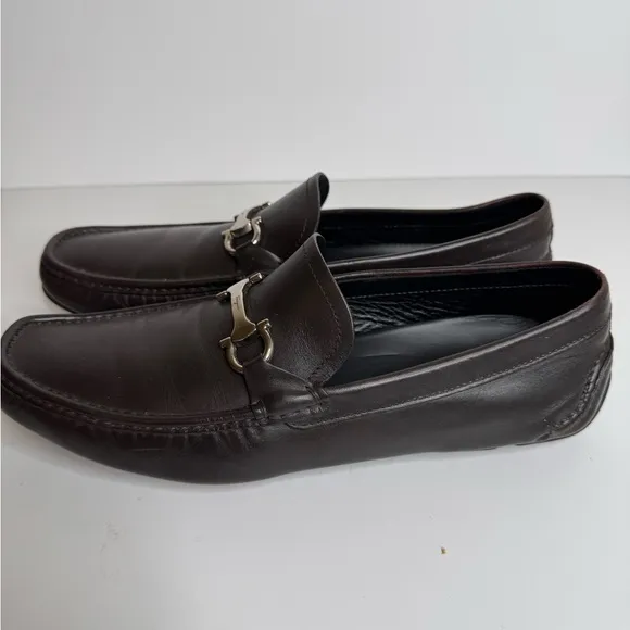 Salvatore Ferragamo Parigi Loafer Mens Size 9 D Brown Buckle Driving Workwear