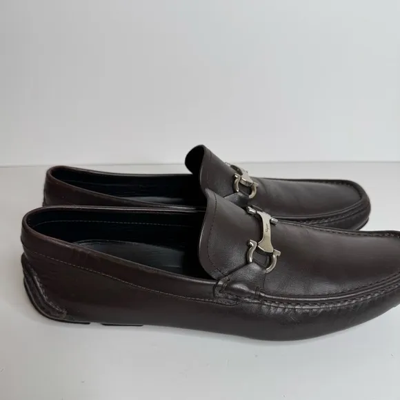 Salvatore Ferragamo Parigi Loafer Mens Size 9 D Brown Buckle Driving Workwear