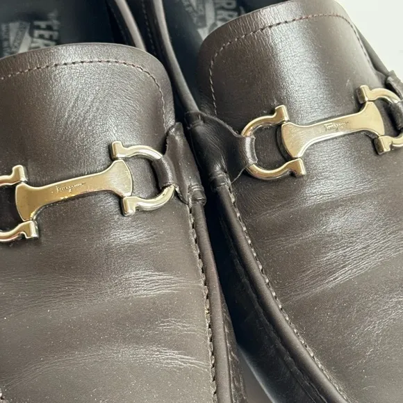 Salvatore Ferragamo Parigi Loafer Mens Size 9 D Brown Buckle Driving Workwear