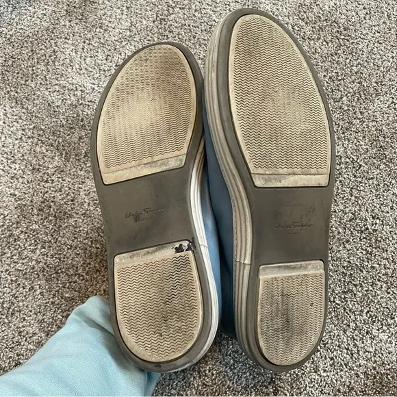 Salvatore Ferragamo Riviera Leather Low Top Sneaker Blue Men’s Size 11.5