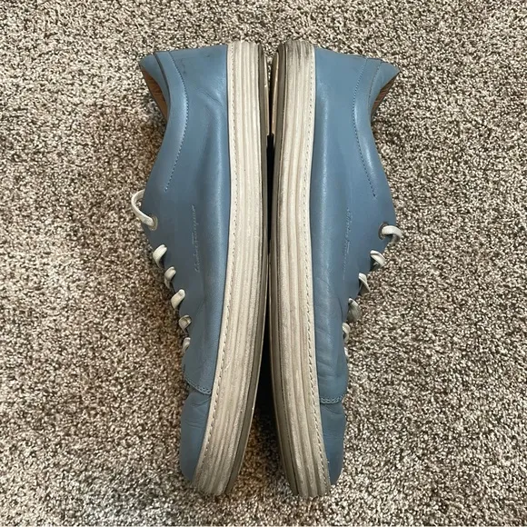 Salvatore Ferragamo Riviera Leather Low Top Sneaker Blue Men’s Size 11.5