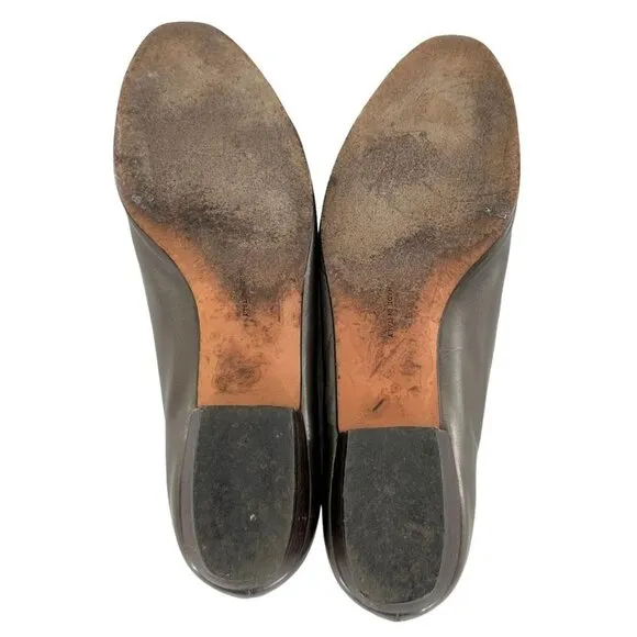 Salvatore Ferragamo Taupe &amp; Brown Leather Bow Low Heel Pumps Size 7 B Flats