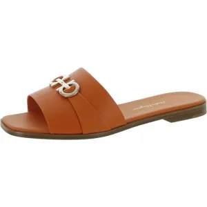 Salvatore Ferragamo Womens Oria 10 Orange Leather Slip On Slide Sandals New
