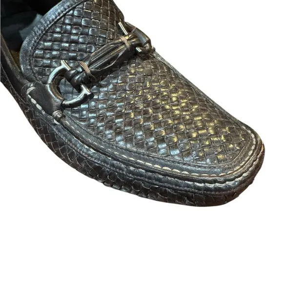 Salvatore Ferraragamo Mens Brown Woven Leather Loafers