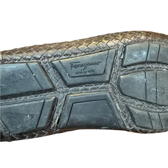 Salvatore Ferraragamo Mens Brown Woven Leather Loafers