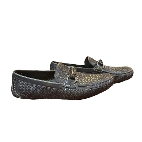 Salvatore Ferraragamo Mens Brown Woven Leather Loafers