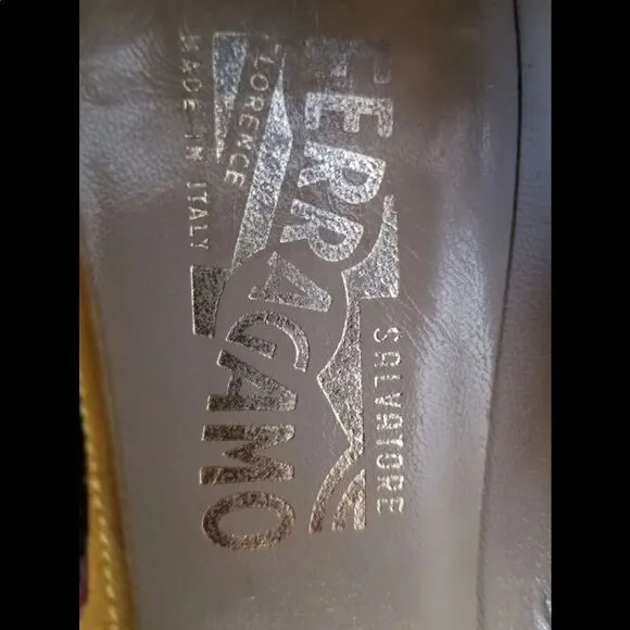 Salvatore Ferragamo mustard flats Florence Italy