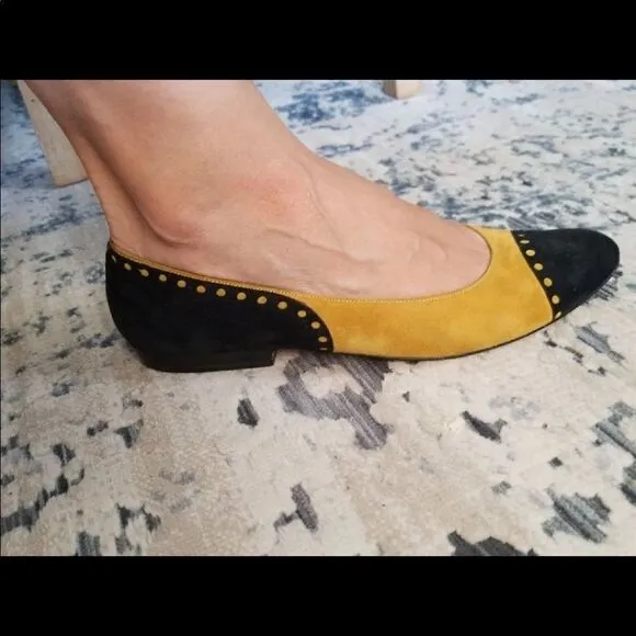 Salvatore Ferragamo mustard flats Florence Italy