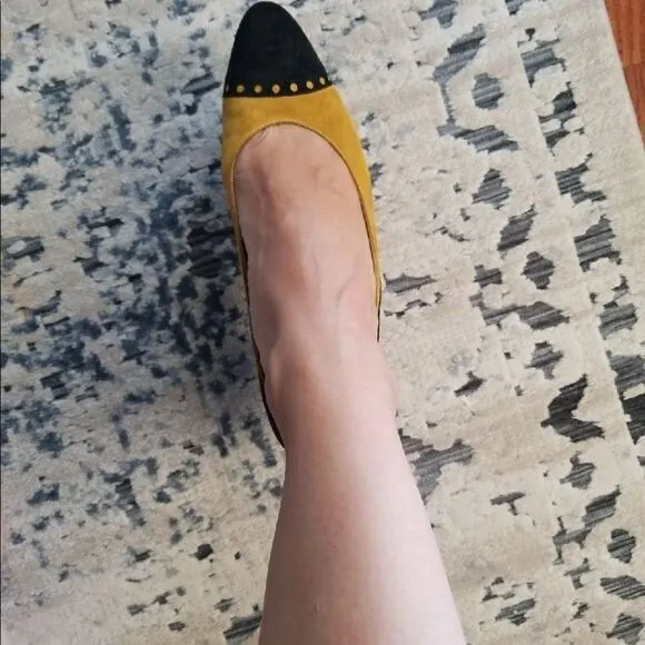 Salvatore Ferragamo mustard flats Florence Italy
