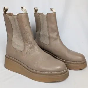Sam Edelman 9 M Kolton Cedarwood Leather Rounded Toe Pull On Chelsea Ankle Boots