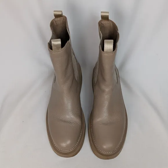 Sam Edelman 9 M Kolton Cedarwood Leather Rounded Toe Pull On Chelsea Ankle Boots
