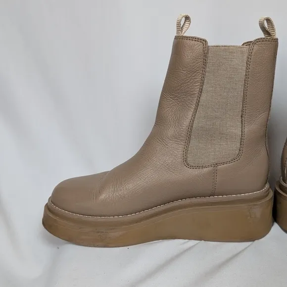 Sam Edelman 9 M Kolton Cedarwood Leather Rounded Toe Pull On Chelsea Ankle Boots