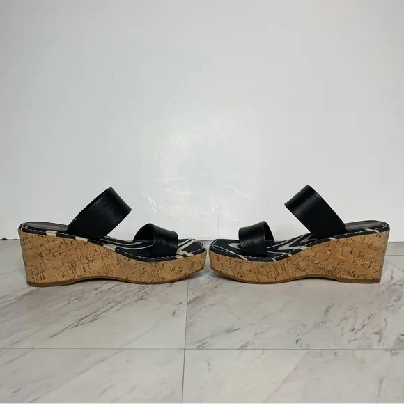 Sam Edelman Alissa Black Leather Wedge Sandal 6M