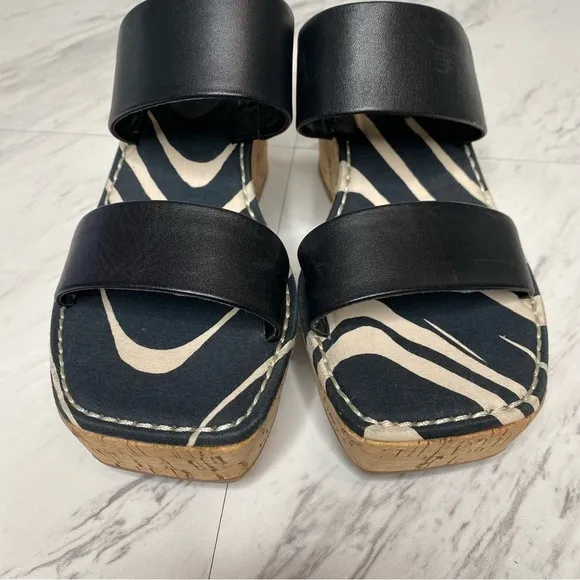 Sam Edelman Alissa Black Leather Wedge Sandal 6M