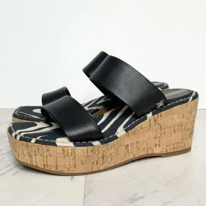 Sam Edelman Alissa Black Leather Wedge Sandal 6M