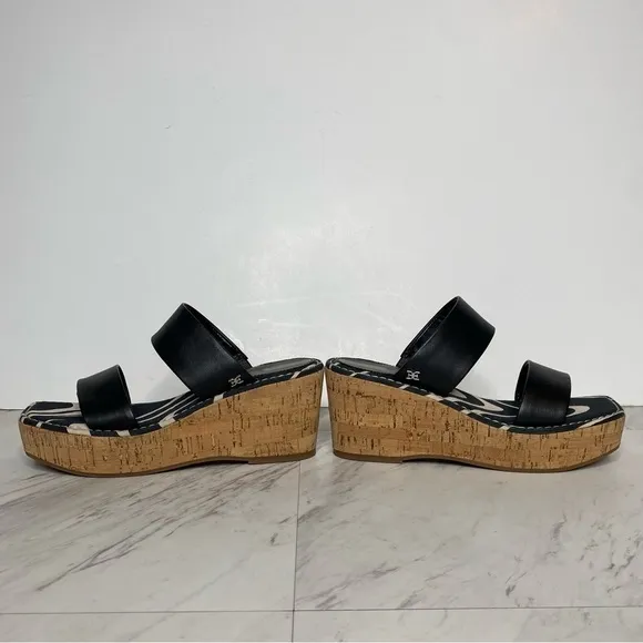 Sam Edelman Alissa Black Leather Wedge Sandal 6M