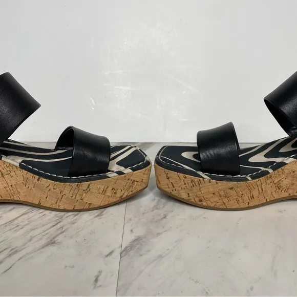 Sam Edelman Alissa Black Leather Wedge Sandal 6M
