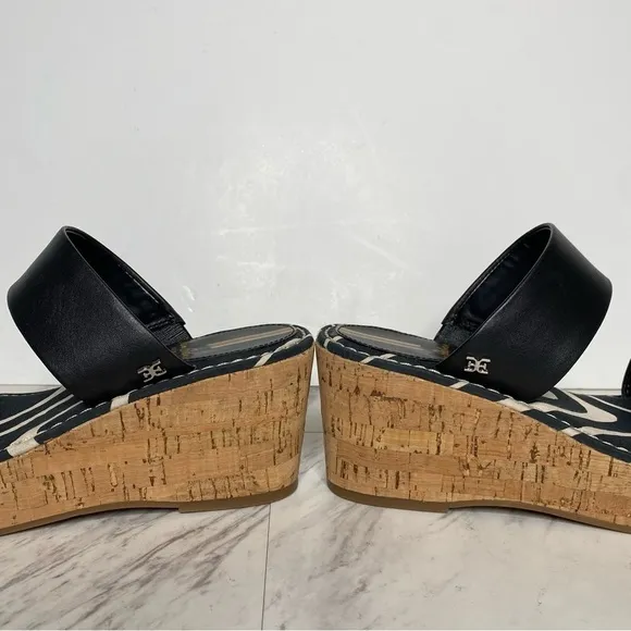 Sam Edelman Alissa Black Leather Wedge Sandal 6M