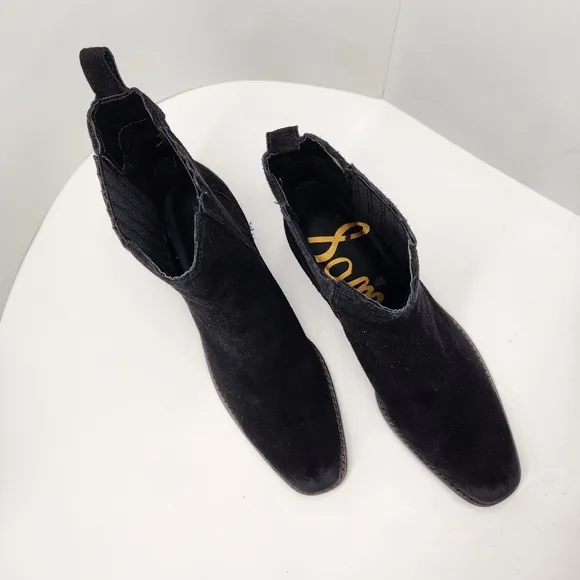 Sam Edelman ankle boots women's 9.5M black suede Bronson chelsea preppy new $170