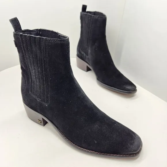 Sam Edelman ankle boots women's 9.5M black suede Bronson chelsea preppy new $170