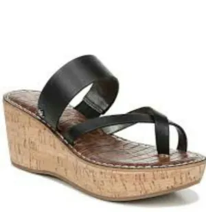 Sam Edelman Black Slip On Rayna Cork Wedge Sandals