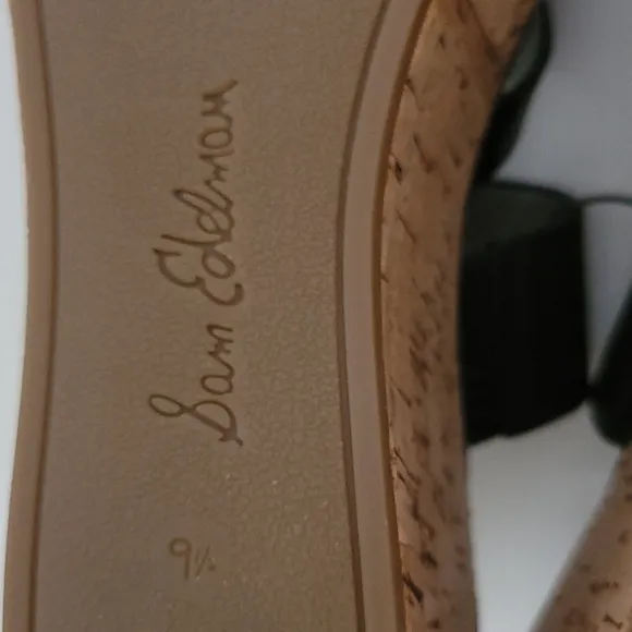 Sam Edelman Black Slip On Rayna Cork Wedge Sandals