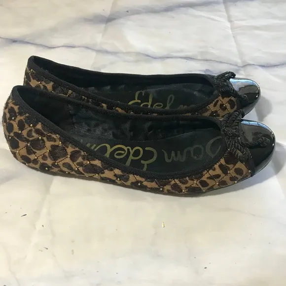 Sam Edelman Calypso Leopard Print Bow Ballet Flats
