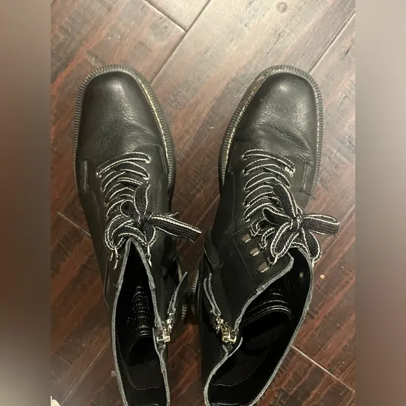 Sam Edelman Combat Laceup Boots Leather Black SIZE 8.5 Womens