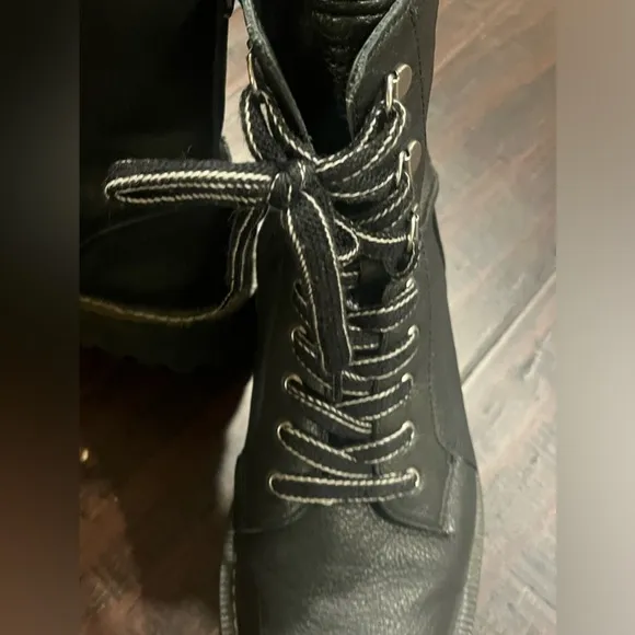 Sam Edelman Combat Laceup Boots Leather Black SIZE 8.5 Womens