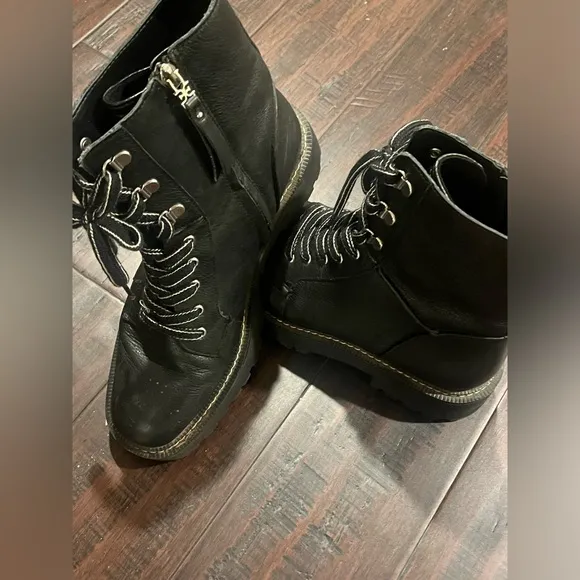 Sam Edelman Combat Laceup Boots Leather Black SIZE 8.5 Womens