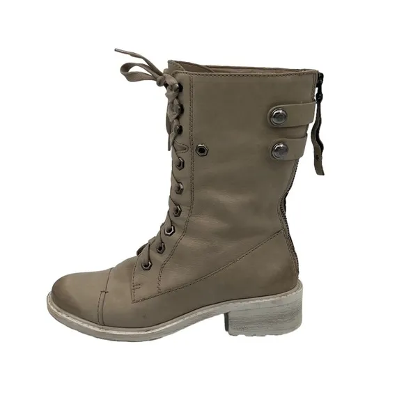 Sam Edelman Cream Darwin Tumbled Leather Chunk Heel Combat Boots Size 6 Women’s