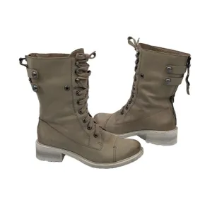 Sam Edelman Cream Darwin Tumbled Leather Chunk Heel Combat Boots Size 6 Women’s