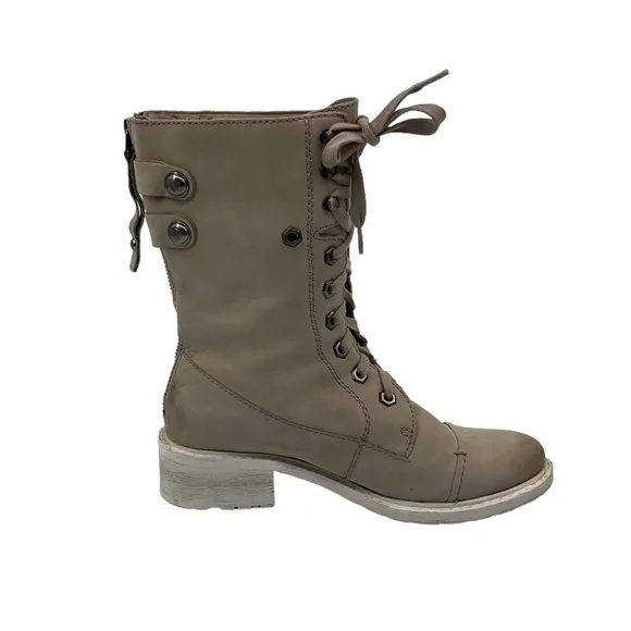 Sam Edelman Cream Darwin Tumbled Leather Chunk Heel Combat Boots Size 6 Women’s