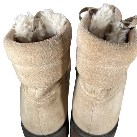 Sam Edelman Darrah 2 Tan Suede Lace Up Ankle Boots Sherpa Combat Hiker Sz 10