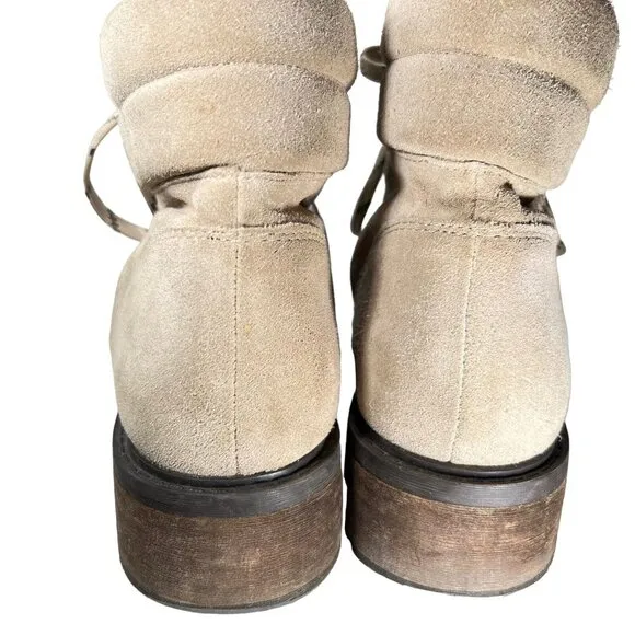 Sam Edelman Darrah 2 Tan Suede Lace Up Ankle Boots Sherpa Combat Hiker Sz 10