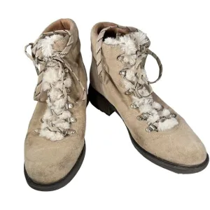 Sam Edelman Darrah 2 Tan Suede Lace Up Ankle Boots Sherpa Combat Hiker Sz 10