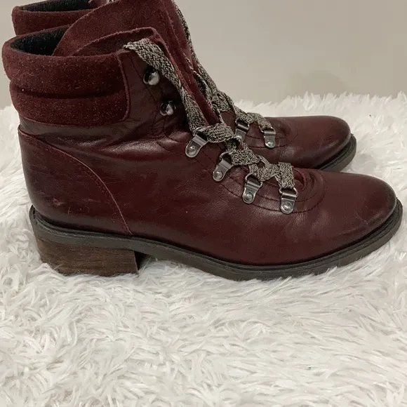 Sam Edelman Darrah Burgundy leather combat boots size 7.5