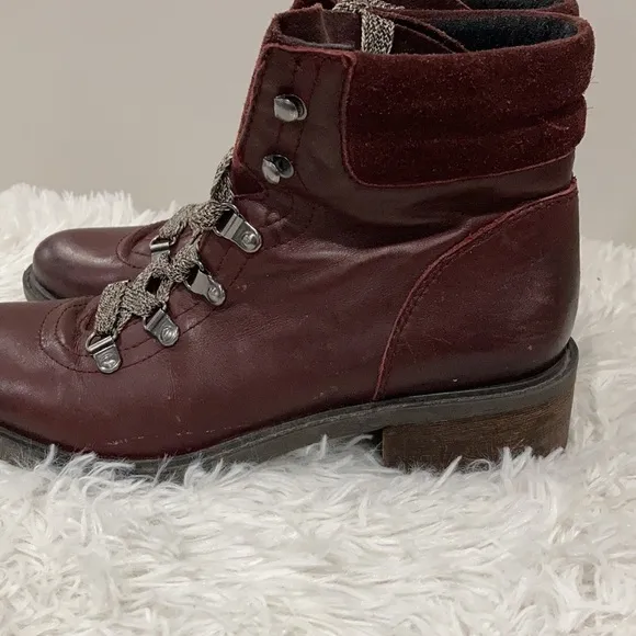 Sam Edelman Darrah Burgundy leather combat boots size 7.5