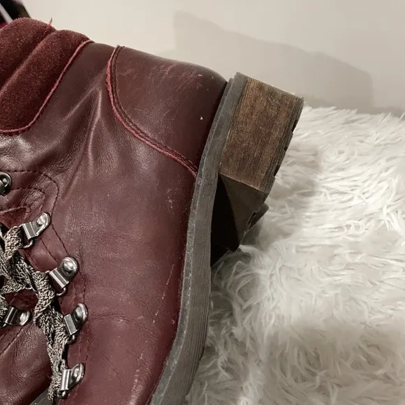 Sam Edelman Darrah Burgundy leather combat boots size 7.5