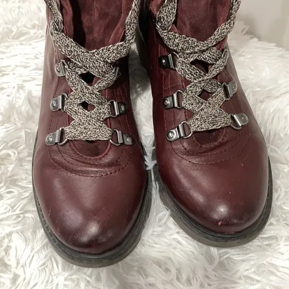 Sam Edelman Darrah Burgundy leather combat boots size 7.5