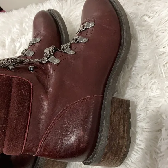 Sam Edelman Darrah Burgundy leather combat boots size 7.5
